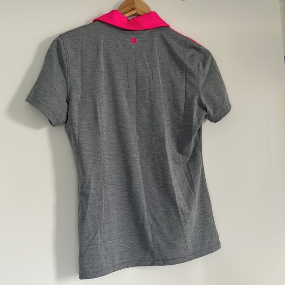NWT G/Fore Chevron Golf Polo Shirt Women’s Size Small Grey Pink Colourblocked - Picture 6 of 6